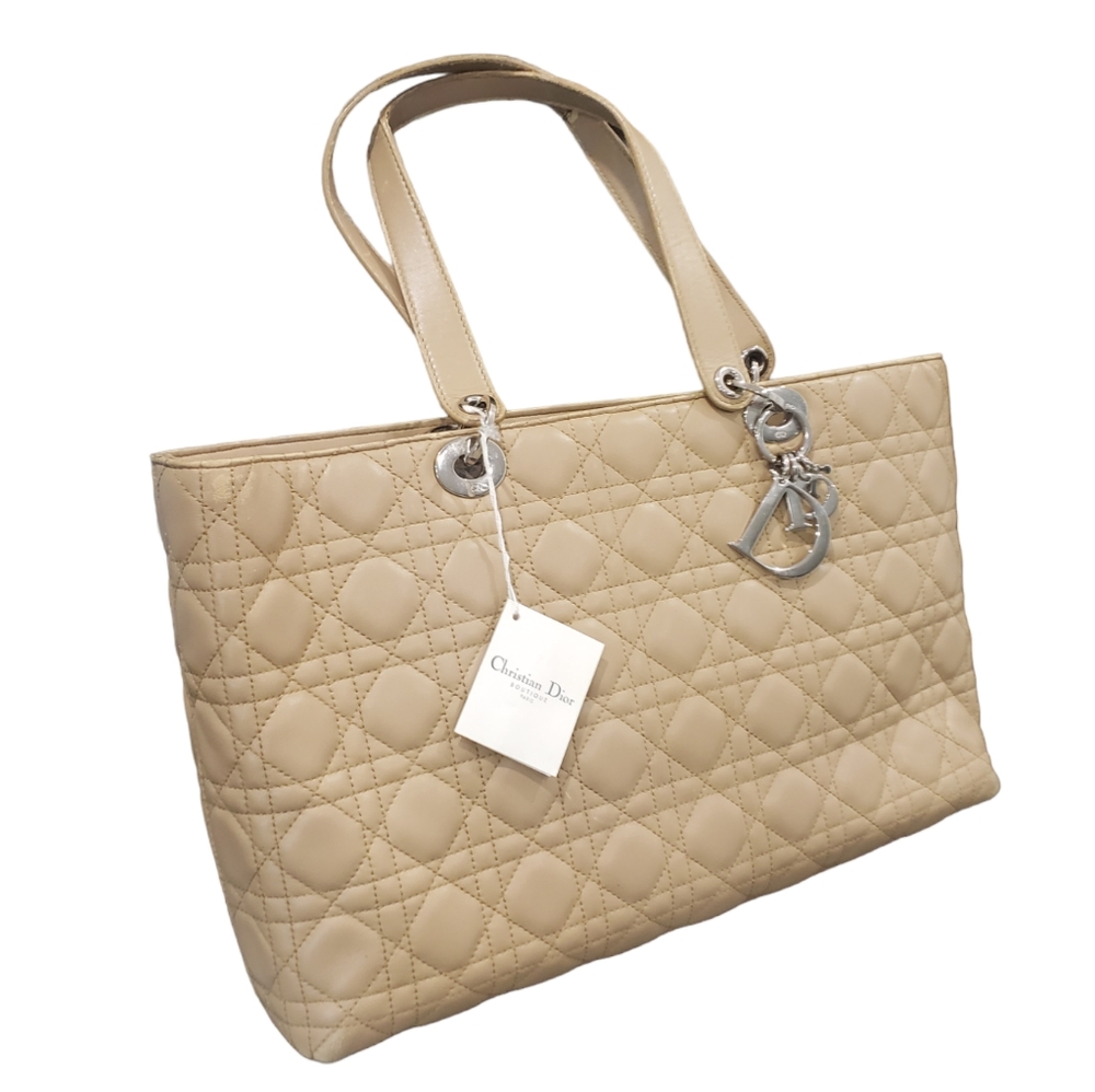 Christian Dior tote Cannage Leather VINTAGE Handbag LADY DIOR w tag